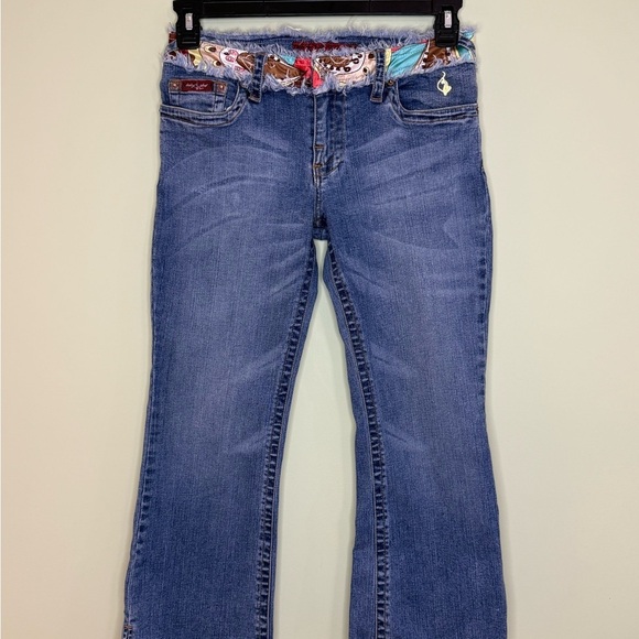 Baby Phat Denim - Baby Phat boho jeans junior size 11 distressed patchwork waist flare y2k